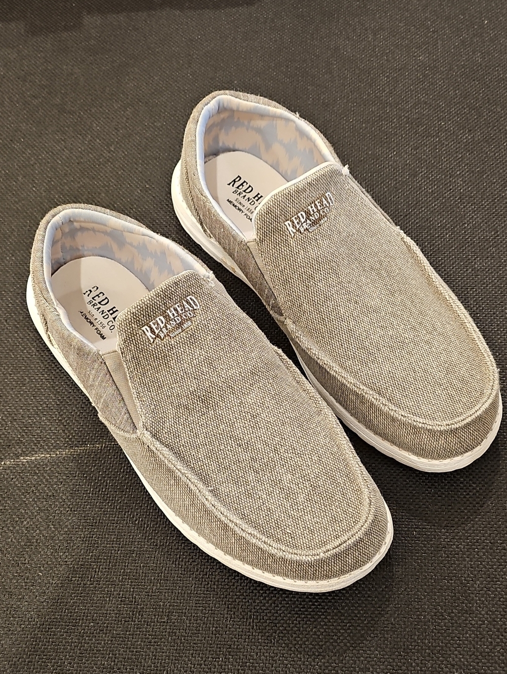 RedHead Men's Slip-On Canvas Loafers - Gray and White